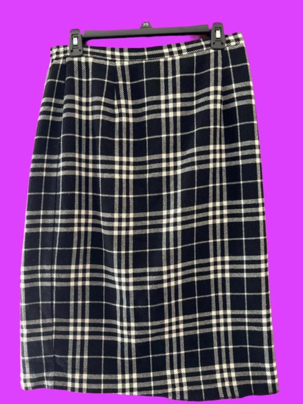 90’s Requirements Black and White Plaid Midi Skirt